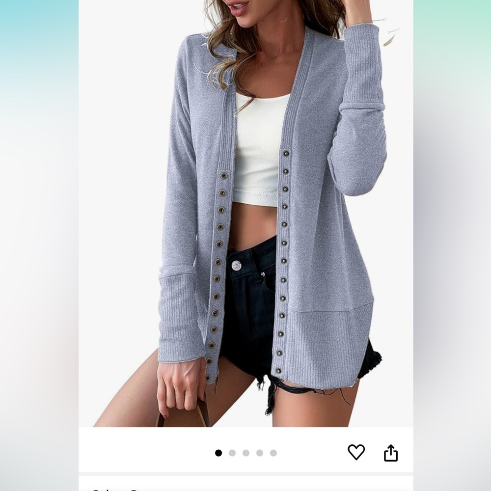 Women Long Sleeve Snaps Button Down V Neck Cute Knit Sweater Cardigan Brand New